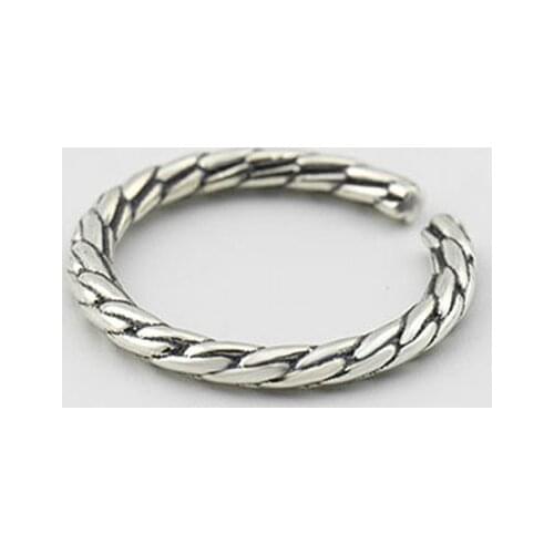 YPAY Vintage Thai Silver Adjustable Toe Rings for Male Female Genuine 925 Sterling Silver Open Finger Ring Fine Jewelry YMR423