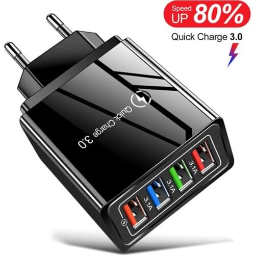 UKGO 3.1A USB Charger Quick Charge 3.0 For Phone Adapter For iPhone Huawei EU/US Plug Fast Charger Portable Wall Mobile Charger
