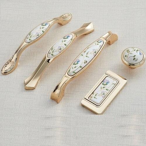 Ivory White Gold Cabinet Drawer Pull Flower Nordic Style Kitchen Cupboard Hardware Furniture Closet Handle Zinc Alloy