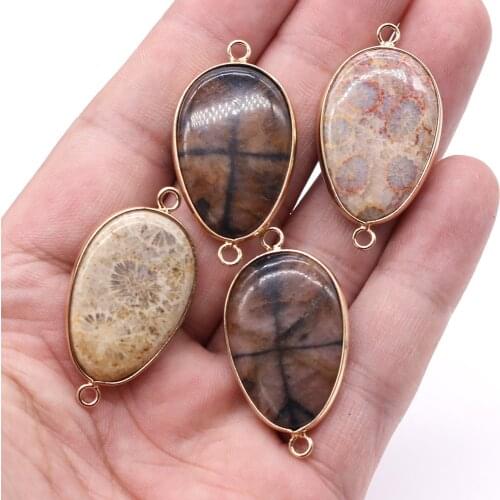 1PC Natural Tiger Eye Stones Pendant Connectors Yellow Jades Pendant Connectors Charms for Women Jewelry Necklace Connectors
