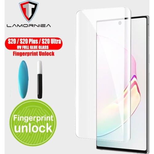100D UV Full Glue Tempered Glass For Samsung Galaxy S20 S10 Plus Note 10 8 9 Plus S10 S20 Ultra Plus 5G UV Screen Protector Film