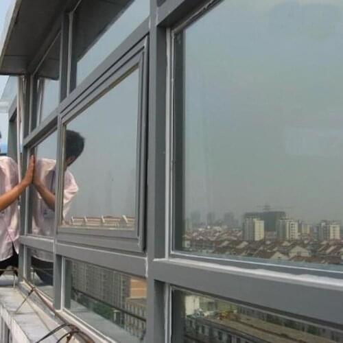 30-115cm Silver/ Blue Balcony Unidirectional Sunscreen Window Film Sun Control Sticker Decor Household Self Adhesive Solar Film