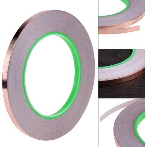 33 Meters 0.6 cm Double Conductive Adhesive EMI Shielding Copper Foil Tape for Slug Repellent EMI Shielding Stained Slass