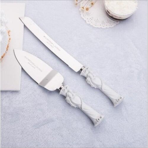 Free Shipping Personalized Bride & Groom Wedding Cake Knife Serving Set Pizza Knife & Shovel Bridal Shower Party Supplies