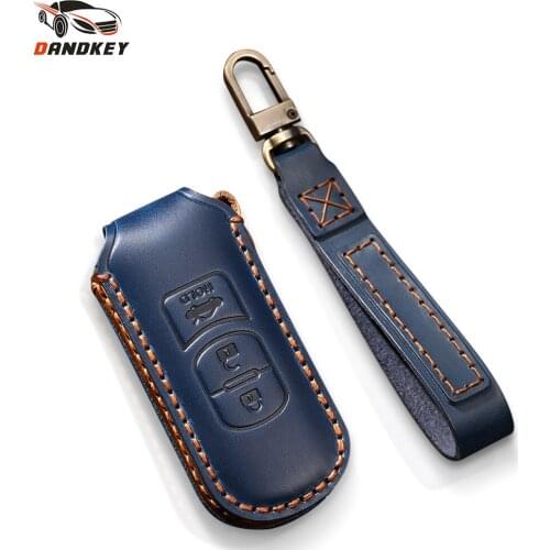 Dandkey 3 Buttons Genuine Leather Car Key Case For Mazda X-5 Summit Axela Atenza M3 M6 Auto Remote Smart Key Cover