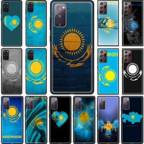 KazAKhstan Flag Black Soft Cover for Samsung Galaxy S21 S20 FE Note 20 Ultra S10 Lite S9 Plus S8 S10e TPU Phone Case Shell