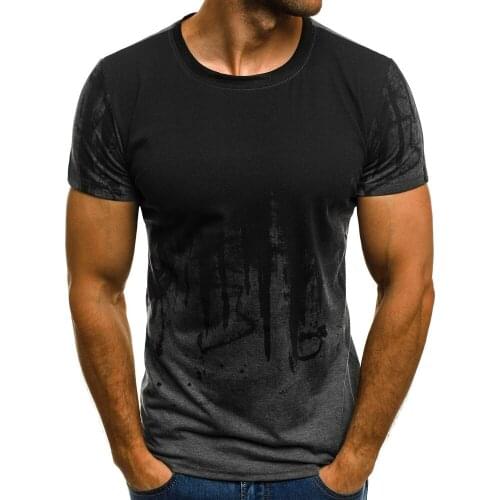 Mens Slim Solid Color Short Sleeve T-shirt Casual Comfortable Print Short Sleeve Muscle Casual Top Size M-3XL футболка 40