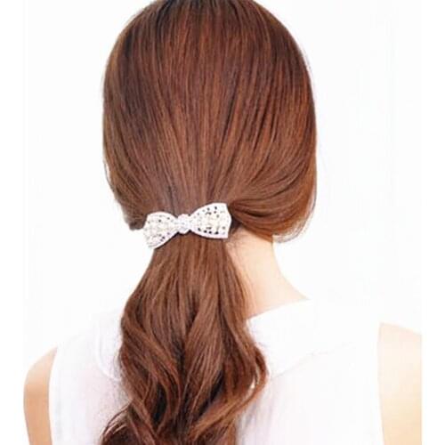 Hot Sale Fashion Women Girls Crystal Rhinestone Bow Hair Clip Beauty Hairpin Barrette Head Ornaments Hair Accessories
