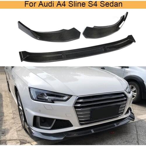 Carbon Fiber Car Front Bumper Lip Spoiler for Audi A4 Sline S4 Sedan 2019 Carbon Look / Glossy Black