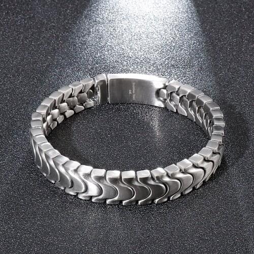 Mans Jewelry Bracelets 12mm Burshed Chain Mens Bracelet Accessories 2021 Gothic Biker Jewelry Male Dropshipping JB125393-BDJX