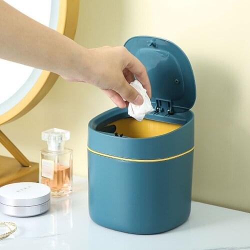 Mini Desktop Multifunctional Trash Can Home Car Storage Accessories Bucket Nordic Style Living Room Office With Lid Garbage Bin