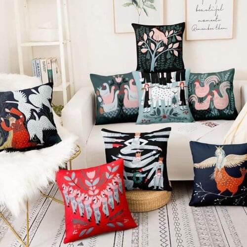 Nordic Mythological Art Print Pilowcase Home Pillow Decoration Cushion Decorative Pillows Home Decor Sofa Throw Pillows 17*17in