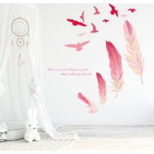 New Feather Bird English Wall Stickers Living Room Bedroom Background Wall Decorative Wall Stickers