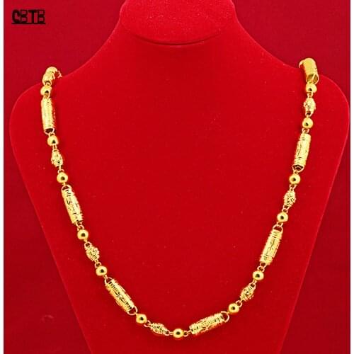 New Seiko Vietnam Shajin Mens Car Flower Necklace Brass Vacuum Plating 24K Gold 8MM Mens Jewelry Necklace Wholesale