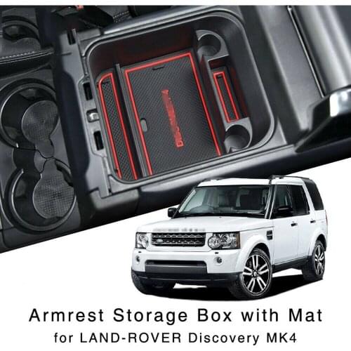 For Land Rover Discovery 4 LR4 L319 2010~2016 Central Armrest Storage Box Center Console Flocking Organizer Holder Accessories