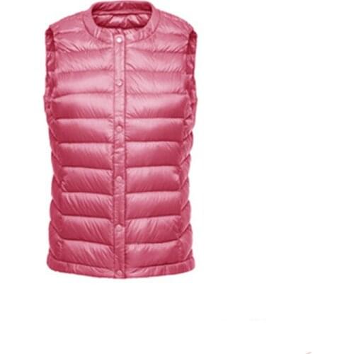 Autumn Winter Ultra Light Multi Color 3XL Women Female Sleeveless Slim Down Vest O-Neck Coat