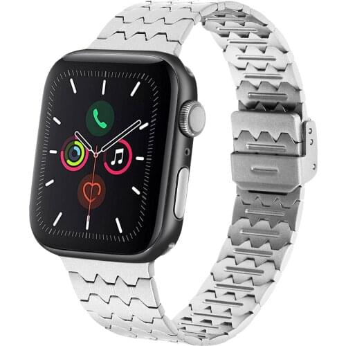 Newest Band For Apple Watch Strap 42mm 44mm Stylish Wave Slim Stainless Steel Metal Bracelet For iWatch Series 3 38mm SE 6 5 2 1