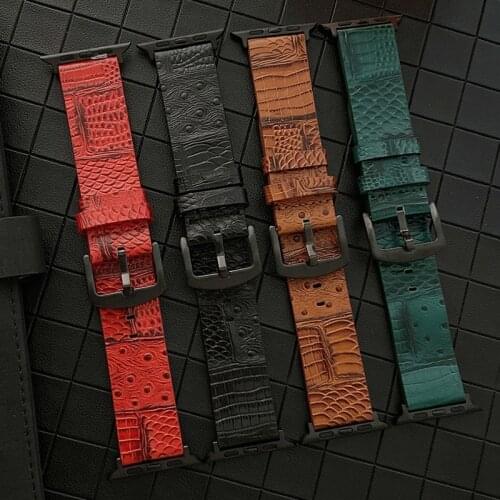 Leather Band Loop Strap For Apple Watch 6 SE 5 4 3 2 38mm 40mm Fashion crocodile pattern sports watchband for iwatch 5 44mm 42mm