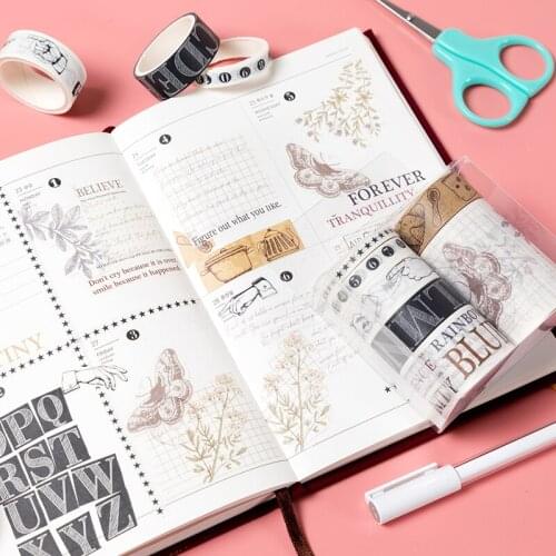 Retro Old Time Series Butterfly Plants Note Hand account Washi Paper Sticker DIY diary Decoration Sticker album Scrapbooking