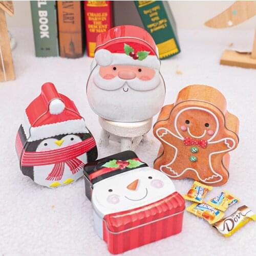 Christmas Gingerbread Iron Candy Boxes Merry Christmas Decorations for Home New Year Xmas Gifts Box Christmas Ornaments Navidad