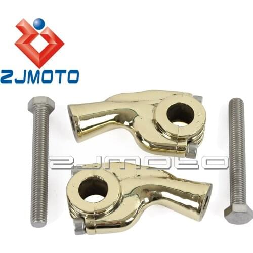 Old School Bent Finned Solid Brass Motorcycle 7/8" Bars Handlebar Risers For Honda Yamaha Suzuki Triumph 22mm Bar Rise Custom