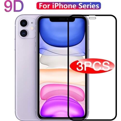 3pcs Full Cover Glass for iphone 11 Pro X XR XS Max 6 7 8 plus Screen Protector 9D Protective Glass for iphone SE 2020