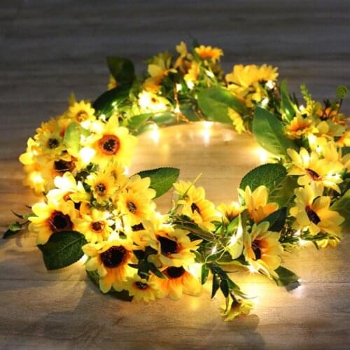 Led Garland Light Room Bedroom Decoration Christmas Lights Wedding Festival Rose Lamp Hanging Circle Sunflower Light String