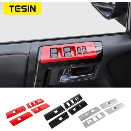 TESIN Interior Mouldings For 4Runner 2010+ Car Window Button Decoration Cover Stickers Accessories For Toyota 4Runner 2010-2019