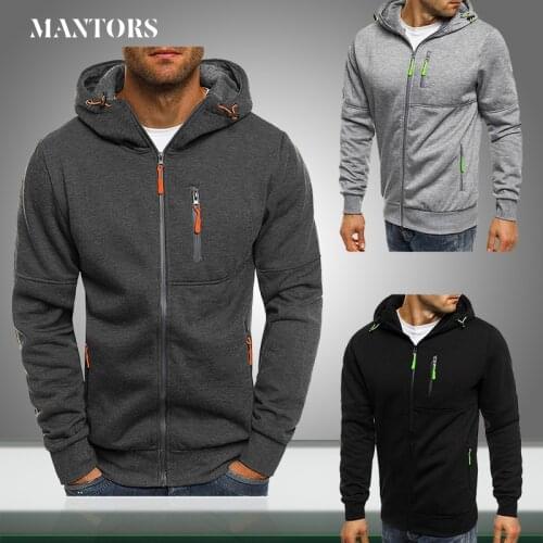 New Men Hoodies Zipper 2021 Autumn Male Casual Jogger Hooded Sweatshirts Mens Solid Color Hoodies Sweatshirt Tops Coats Pocket
