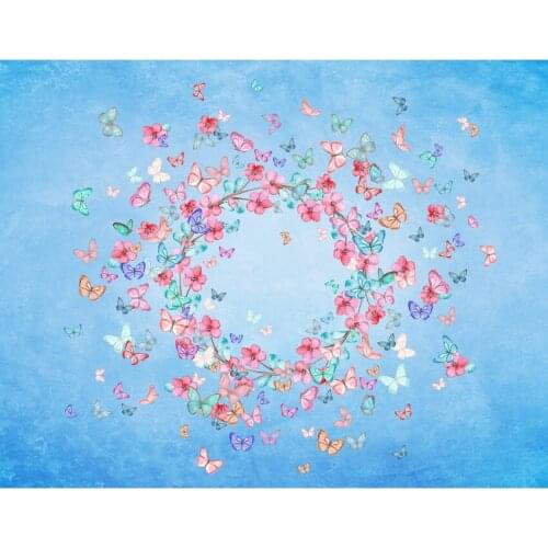 Custom Newborn Birthday Vinyl Photography Background Colorful Garland Butterfly Dream Children Backdrops for Photo Studio S-2753