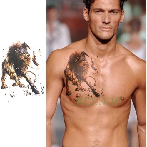 Waterproof Temporary Tattoo Sticker Lion Fake Tatto Large size Flash Tatoo Back Leg Arm chest foot for Women Men girl
