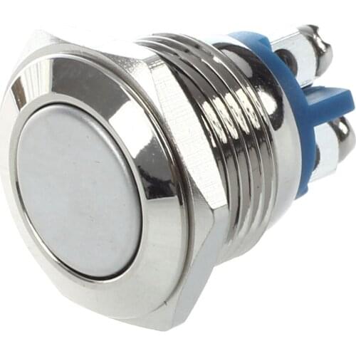 Top quality 16mm Flush Mounted Momentary SPST Stainless Round Push Button Switch