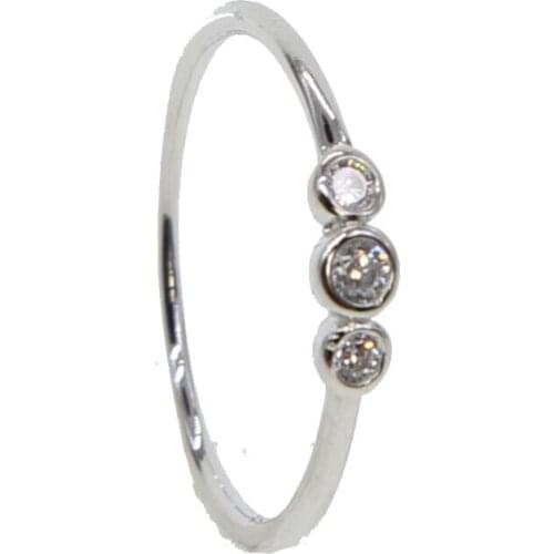 Top Quality GOLD 3 Stone Cubic Zircon Rings Gold-Color Unique Fashion Retro Jewelry For Women bezel Setting