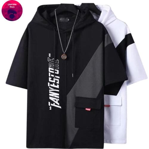 Japanese Streetwear Black Mens Hoodies Novelties 2021 Clothes for Teens MEN FASHION Sweatshirts Short-sleeved Top T-shirt