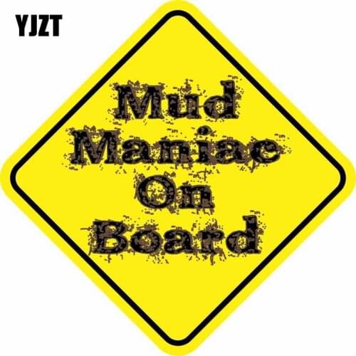 YJZT 10.2CM*10.2CM Car Styling Reflective MUD MANIAC ON BOARD Warning Mark Decal Sticker C1-7389