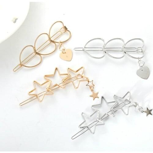 New Fashion Jewelry Hollow Star Hair Clips For Women Pentagram Love Hairpin Women Bridal Hair Accessories Hairgrip Wholesale