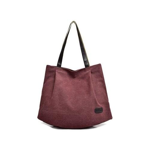 Womens Canvas Handbags Pure Color Large Capacity Single-shoulder Bag Vintage Clutch bag Womens Shopping Tote