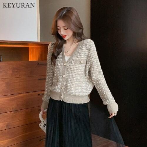 Sweater Cardigan Women 2021 Spring Autumn Fashiion High Street V-Neck Elegant Long Sleeve Knitwear Tops Knitting Jacket Outwear
