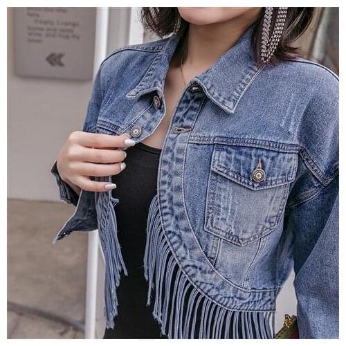 Tassel Denim Coat Womens 2021 New Loose Short Spring And Autumn Large Versatile Top Fashionable Bf Style