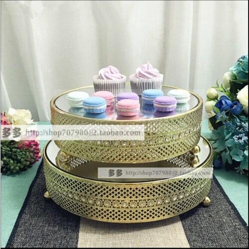 1PCS European gold diamond 12 inch 18 inch mirror cake table wedding baking dessert set