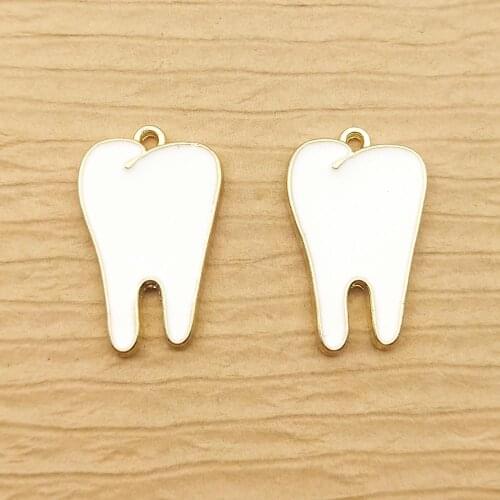 10pcs 13x21mm enamel tooth charm for jewelry making and crafting fashion earring pendant necklace bracelet charm