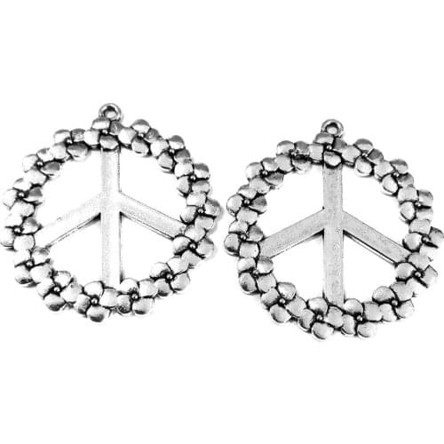 10pcs Peace symbol charms pendant 38mm antique silver ornament accessories jewelry making DIY base material
