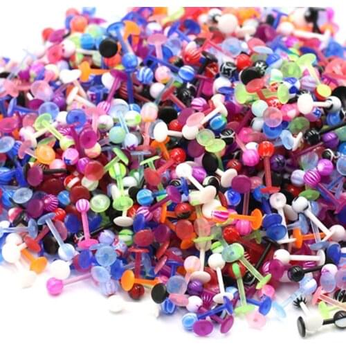20Pcs/Lot 8mm Length Soft Bioplast Flexible Round Ball Labret Lip Ring Ear Helix Tragus Cartilage Studs Piercing Body Jewelry