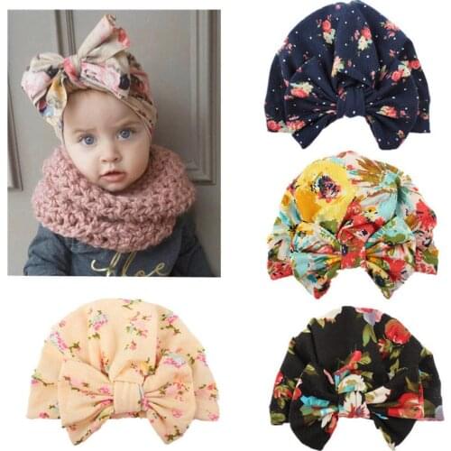 2018 Lovely Newborn Baby Infant Girl Toddler Floral Comfy Bowknot Hospital Cap Warm Beanie Hat Fit 0-3T