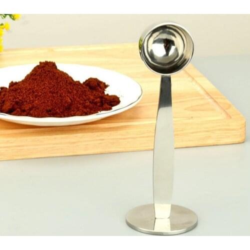 304 Practical Stainless Steel Stand coffee Powder Measuring Tamper Spoon Stainless Tea and Coffee Kitchen Tools