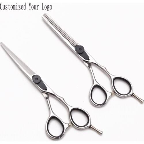 5.5" 16cm JP 440C Customized Logo Hairdressing Scissors Shiny Cutting Shears Thinning Scissors Professional Hair Scissors C9015
