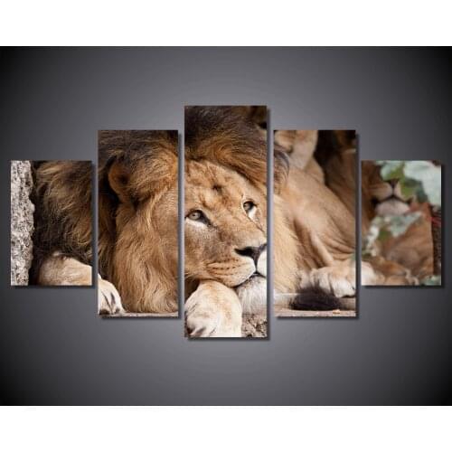 5 Panel Animal Lion Landscape Modular Pictures For Living Room Bedroom Oil Prints Canvas Painting Wall Art Abstract Decor