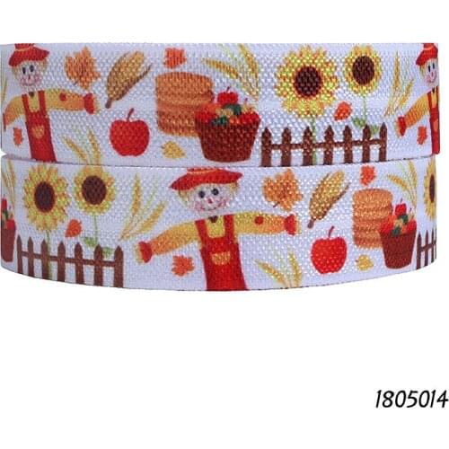 50 yards/lot) High quality Autumn theme printed fold over elastic for celebrating