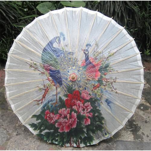 Free shipping chinese handmade peafowl standing in the peony flowers picture 2 oiled paper umbrella waterproof parasol umbrella