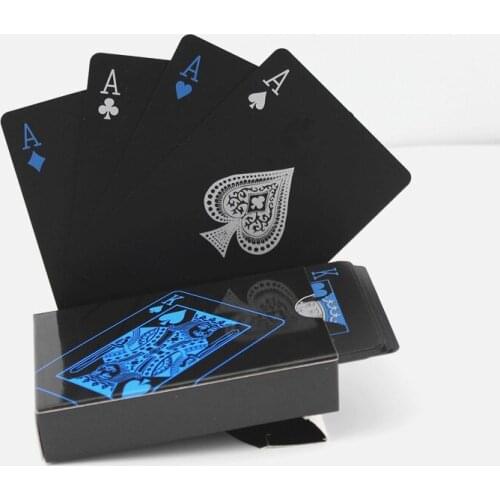 Free Shipping waterproof plastic pvc playing cards set pure black poker card sets classic board game cards